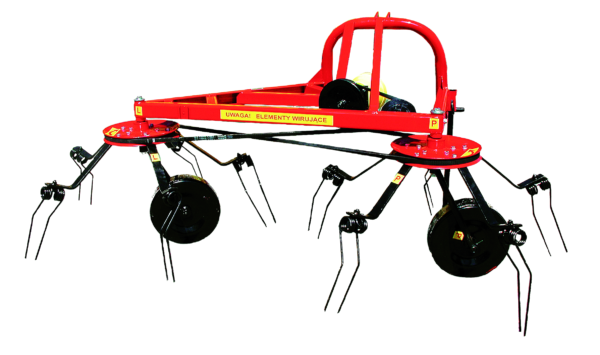 Two-rotor carousel tedder