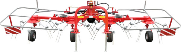 Four-rotor carousel tedder